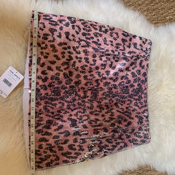 Free People Skinny Sequin Pink Cheetah Skirt Mini - Picture 7 of 9